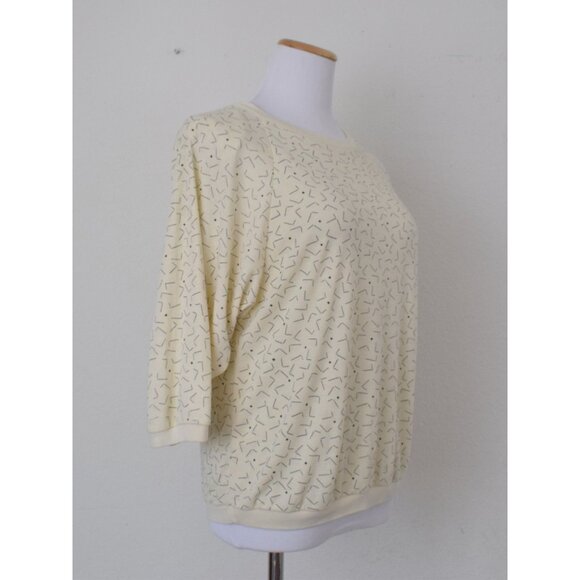 Vintage 80s Batwing Sleeves Abstract Shirt by Currants by Jeri-Jo size M - Picture 3 of 10